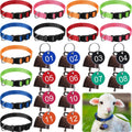 Foilswirl 12 pack goat collar front view showing multicolour nylon straps and brass bells.