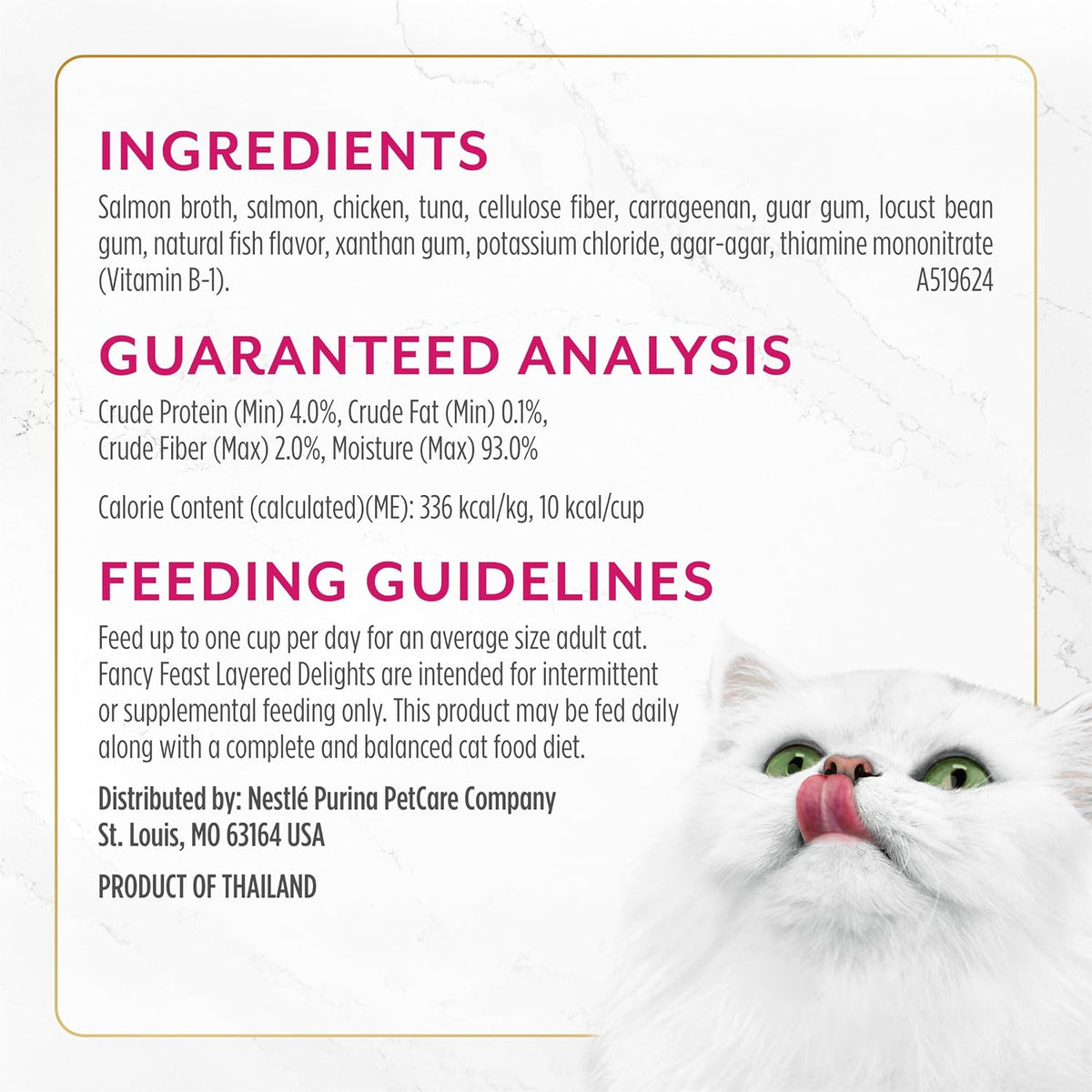 Cat enjoying Fancy Feast Layered Delights gourmet wet treat