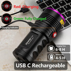 Premium aircraft grade aluminum alloy blacklight body with four rechargeable batteries.