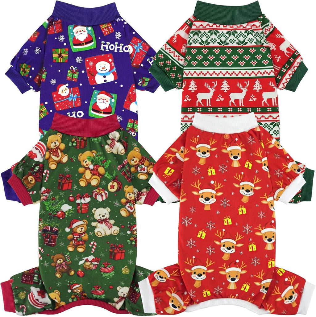 XPUDAC 4 Pack Dog Pajamas Soft Strechy Summer Doggie Clothes for Small Medium Dogs Boy Girl Dog Onesie Puppy Pjs Cat Apparel-Medium - Image 12