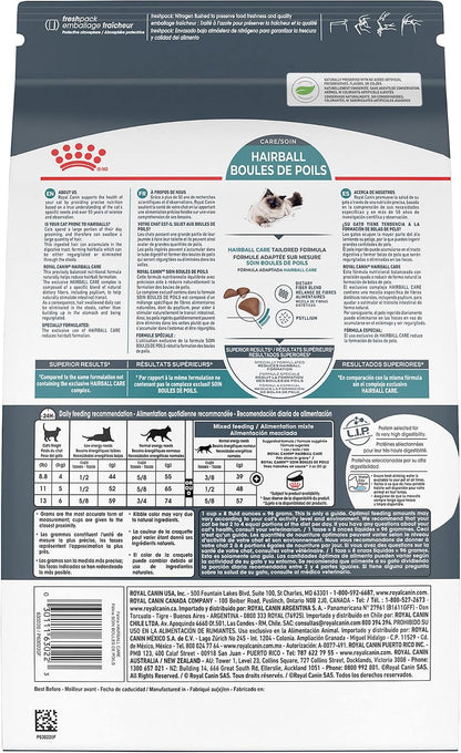Royal Canin Feline Care Nutrition dry food fourteen pounds bag showing ingredients list