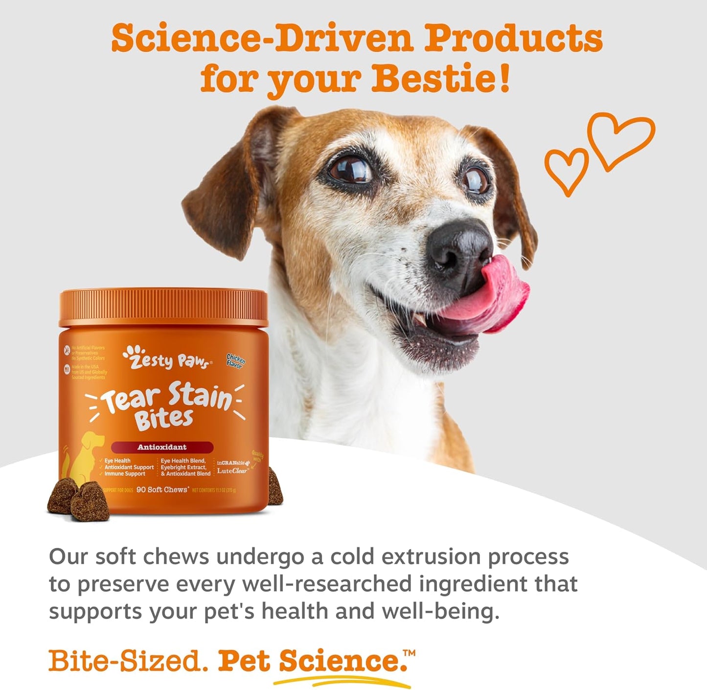 Authentic USA imported Zesty Paws canine health supplements packaging details