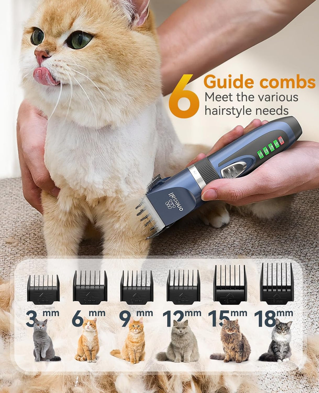 Oneisall 2 speed pet hair shaver being cleaned after use