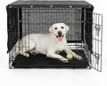 ShadeMart 90 percent UV block dog kennel shade cover front view on outdoor wire playpen