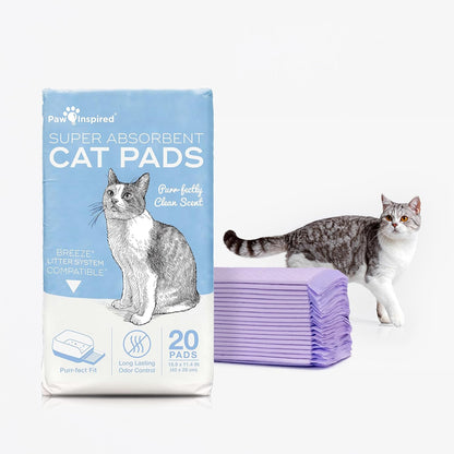 Paw Inspired Cat Pads, Generic Refills for Tidy Cats Breeze Litter Box System, Disposable Kitty Litter Liners for Easy Cleaning, Super Absorbent Pee Pads, 16.9 x 11.4 Inch (Carbon, 20 Count) - Image 11
