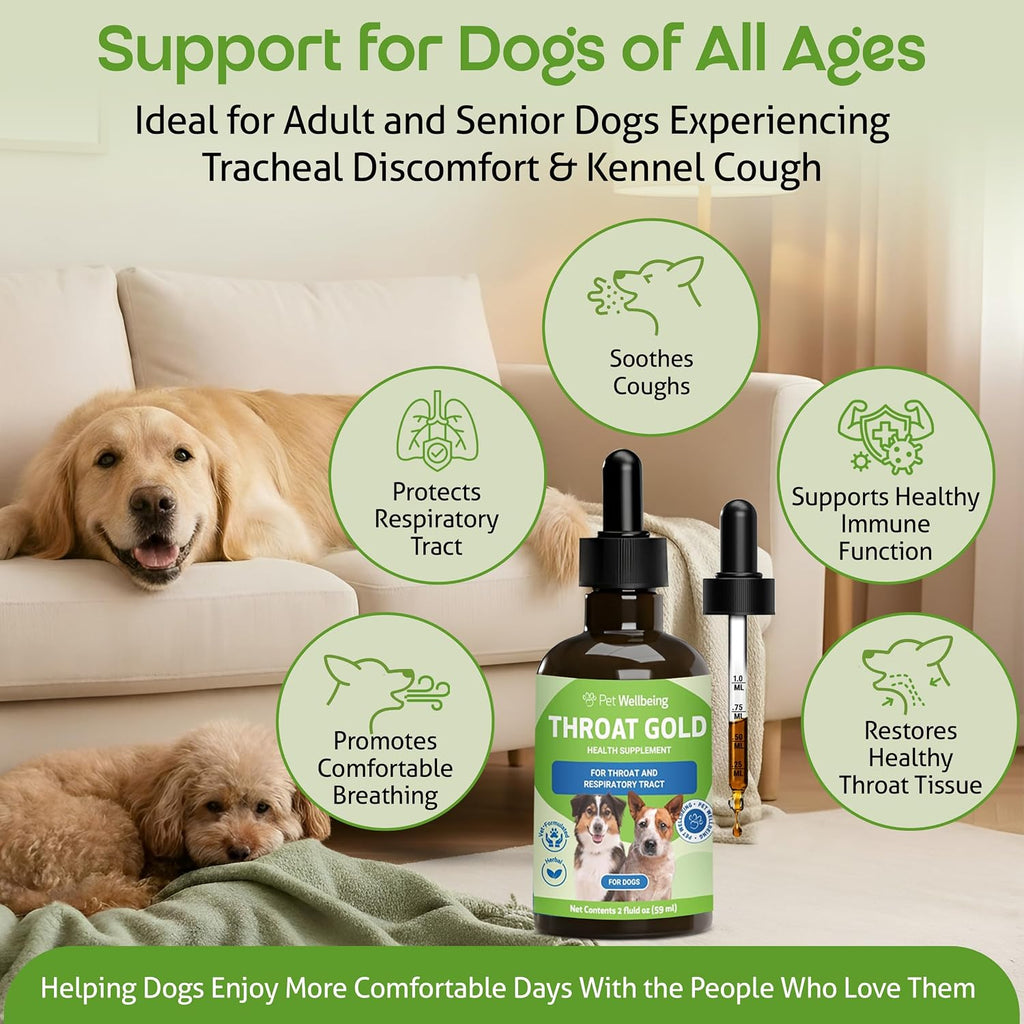 Pet Wellbeing Throat Gold natural herbal remedy for dog kennel cough