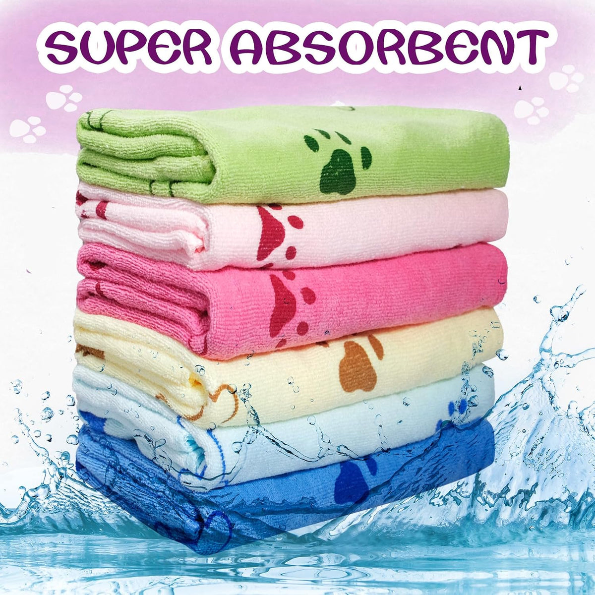 Stack of colorful 20 x 40 inch pet grooming towels