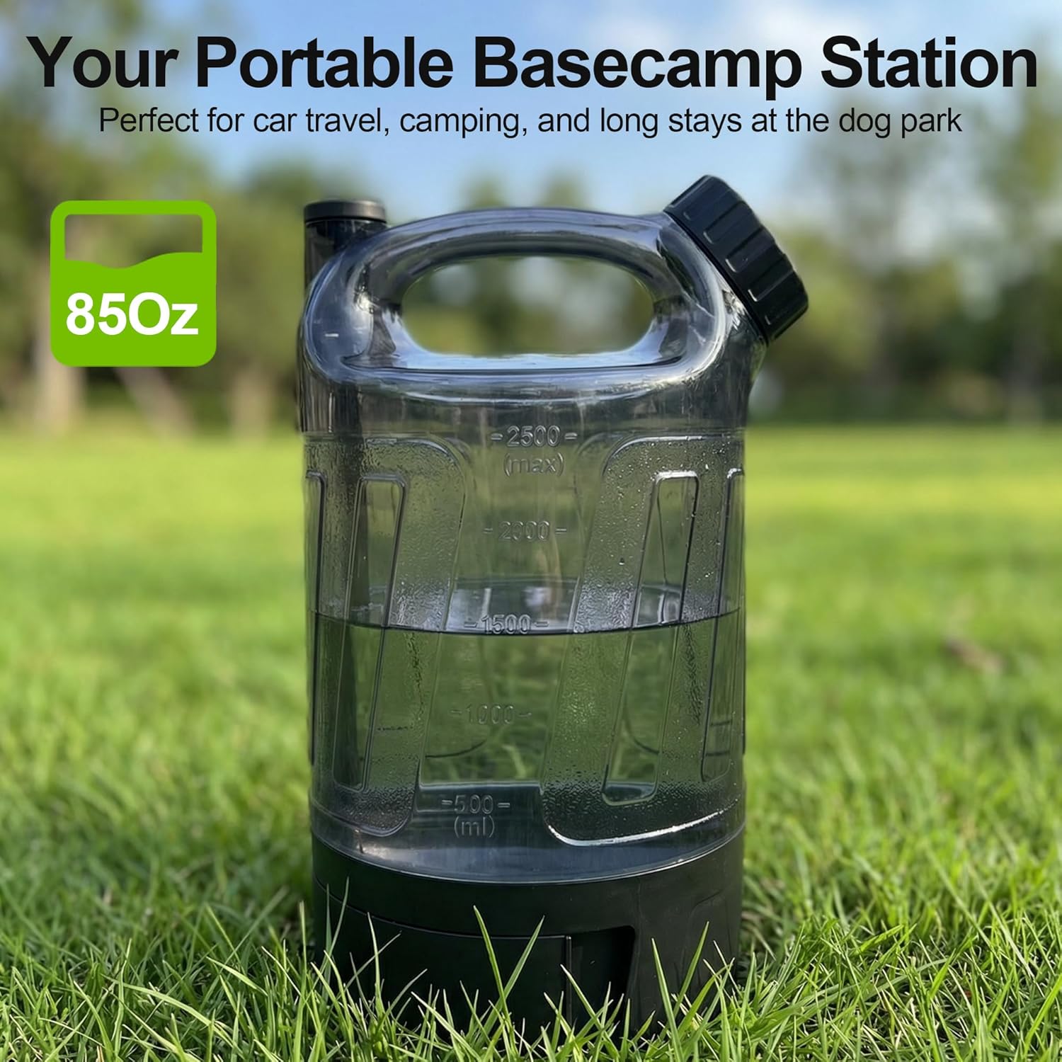 All For Paws pet travel canteen showing 2500ml capacity markings on side