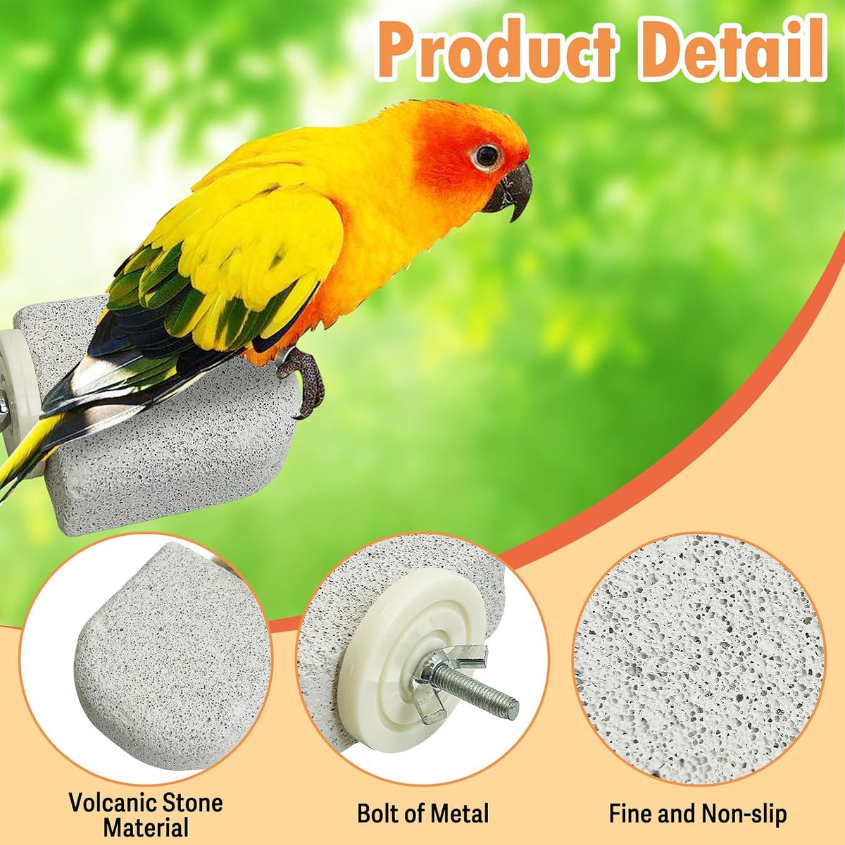 PINVNBY 4 PCS Bird Perch Stands Parrot Calcium Perch Beak Grinding Stone Foot Claws Trimmer Parakeet Platform Parrot Chewing Toys for Small Medium Cockatiel Conure Lovebird Finch - Image 3