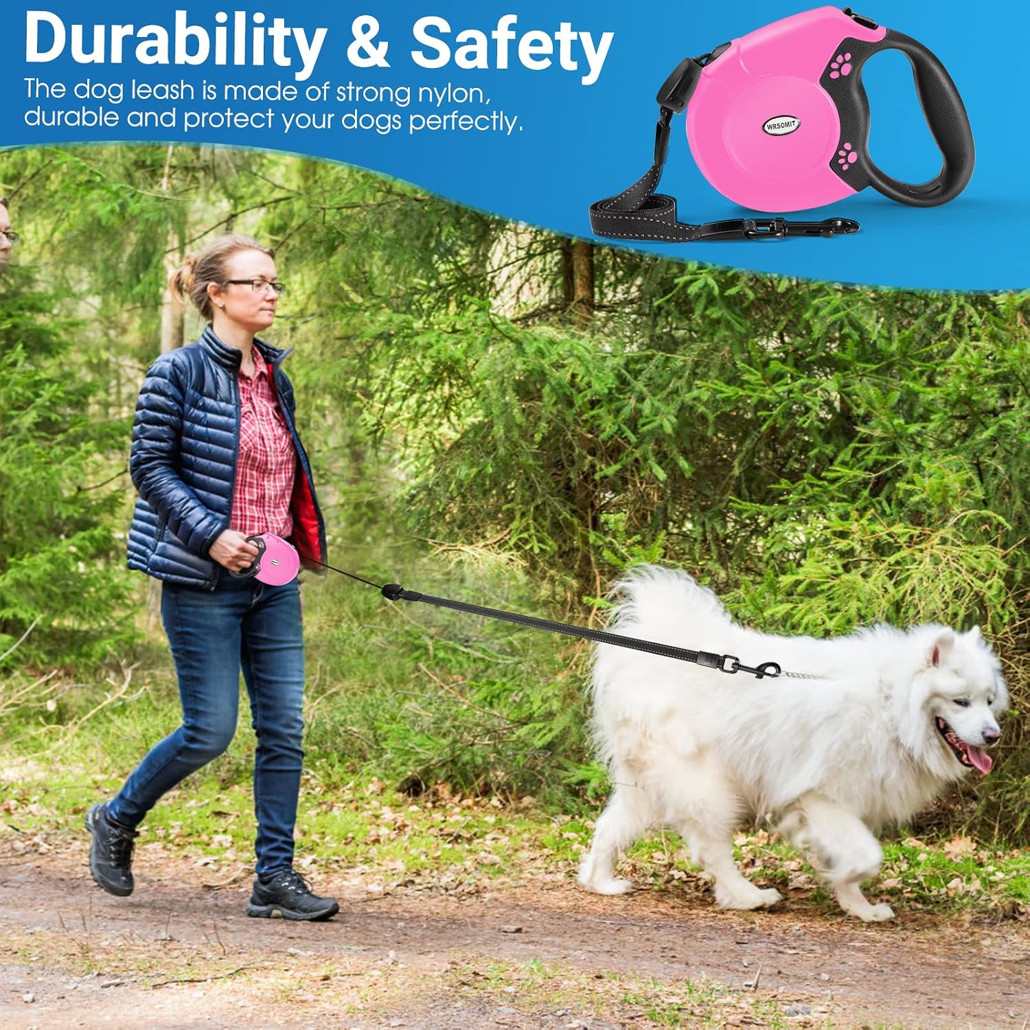 Ergonomic grip handle design of Wrsomit pet leash