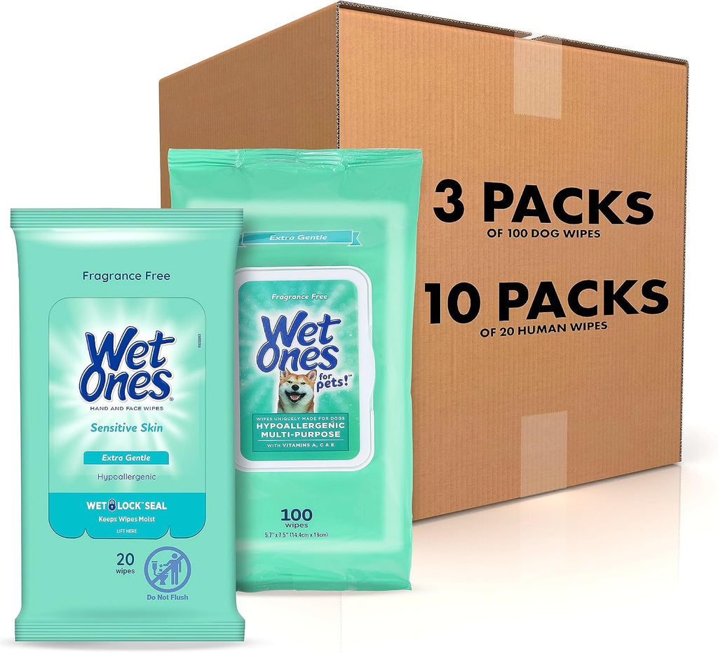 Wet Ones Multi Purpose Pets Wipes, 300 Count, Fragrance Free, Dog Wipes with Vitamins A C and E, Wet Lock Seal - Image 10