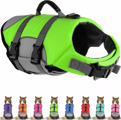 Mklhgty Dog Life Jacket, Reflective & Adjustable, Hawaiian Style, for Small Medium Large Dogs, Polyester & Cotton, Floral Pink, L - Image 14