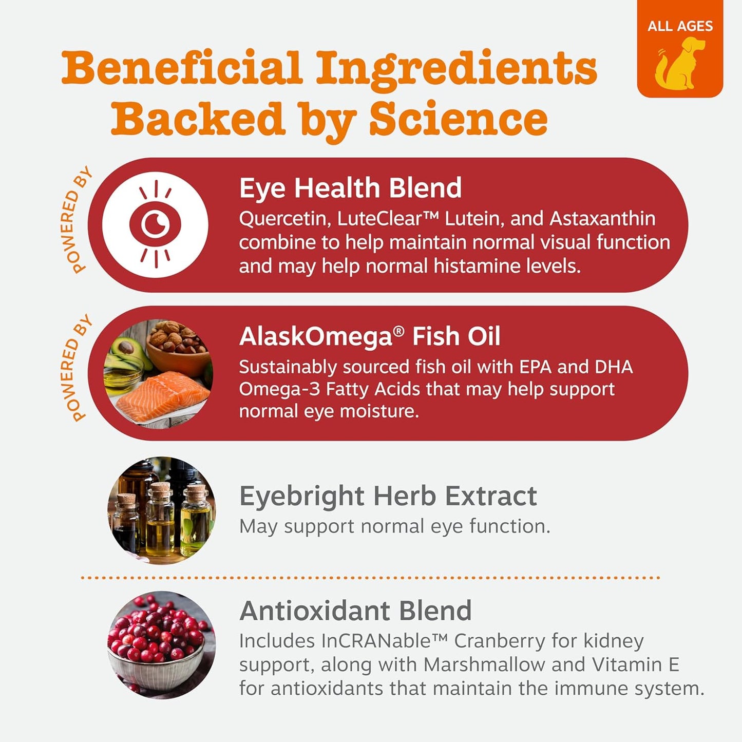 Premium dog tear stain removal chews close up showing texture