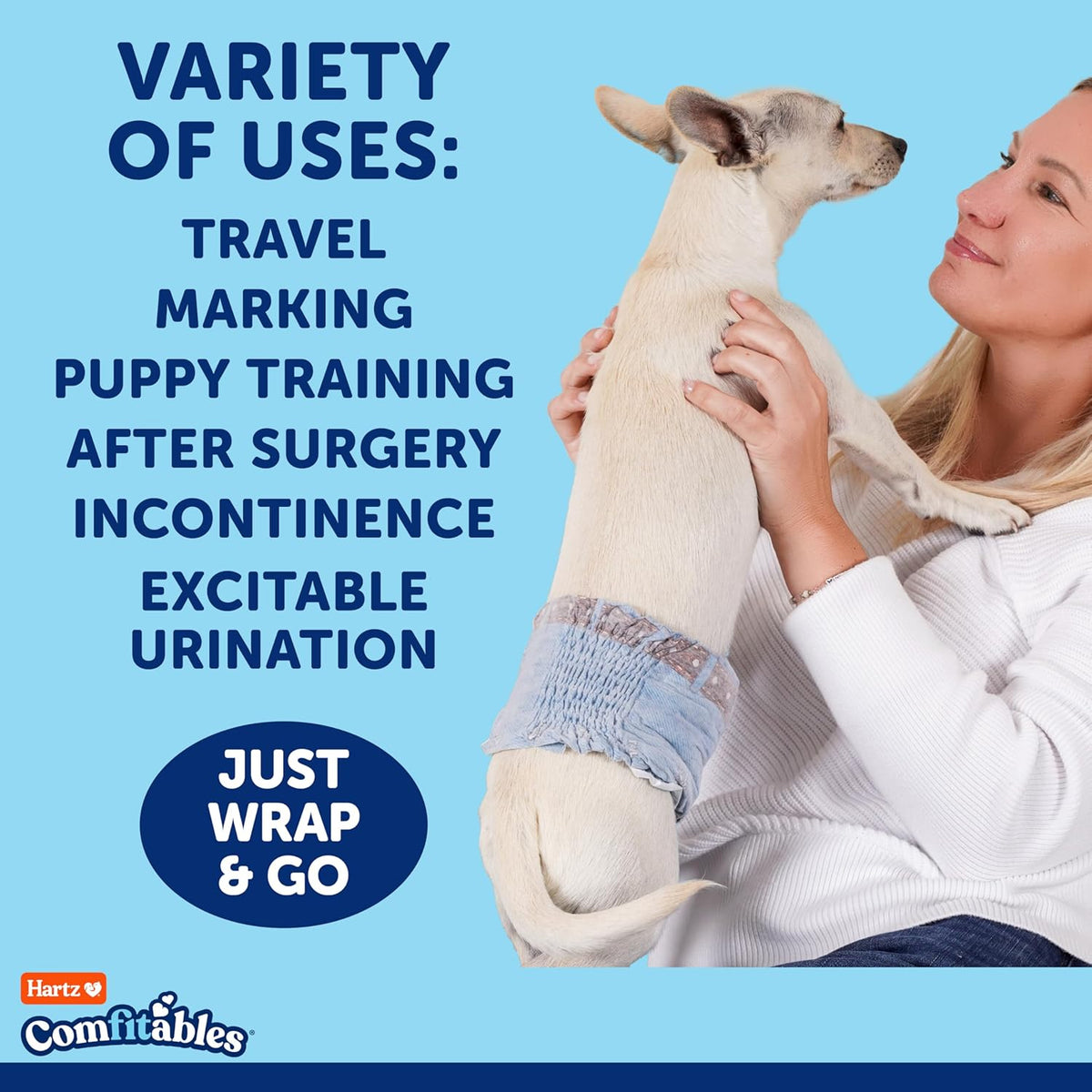 Hartz comfitables male wraps packaging details and instructions