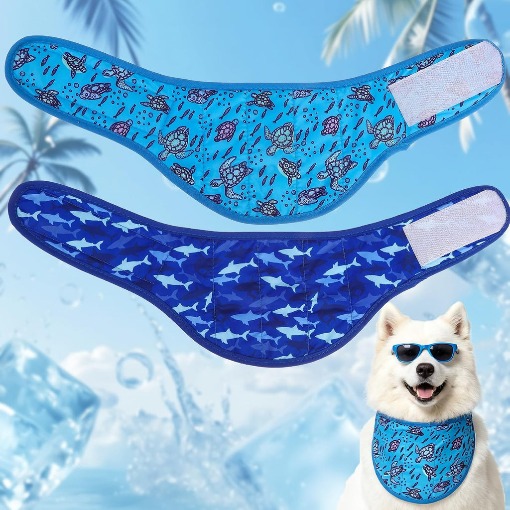 EXPAWLORER Dog Cooling Bandana - 2 Pack Instant Cool Chill Out Dog Scarf, Adjustable Summer Outdoor Ice Neck Cooler Vest, SAP Ice Crystal Powder Physical Cooling Pet Handkerchiefs, Tropical Large - Image 11