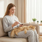 GenÃ©rico cordless pet nail grinder attachment smoothing down a dog claw safely.