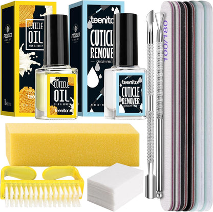 Teenitor Cuticle Remover Kit with Milk and Honey oil front view