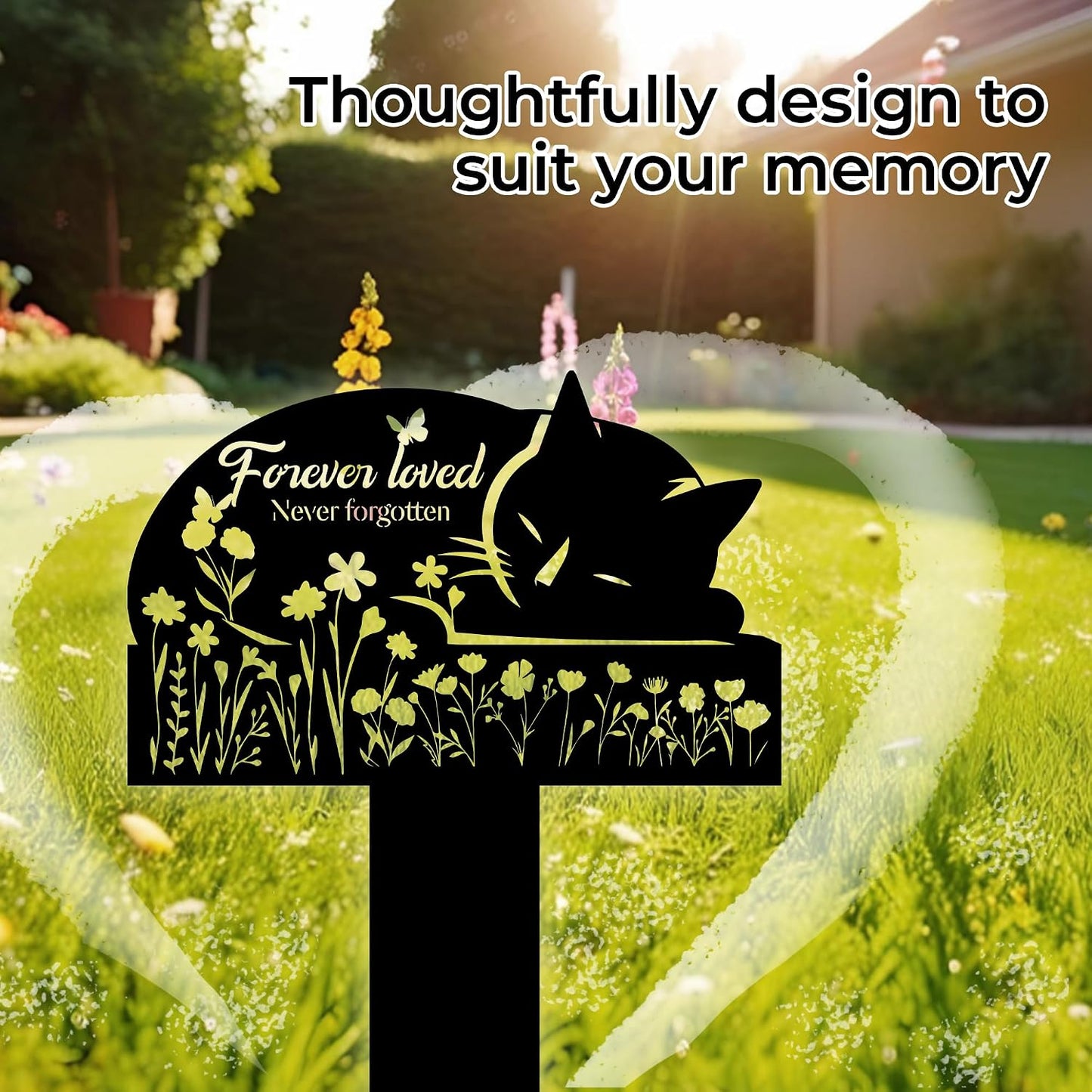 HEGANITS cat sympathy loss gift outdoor yard display angle