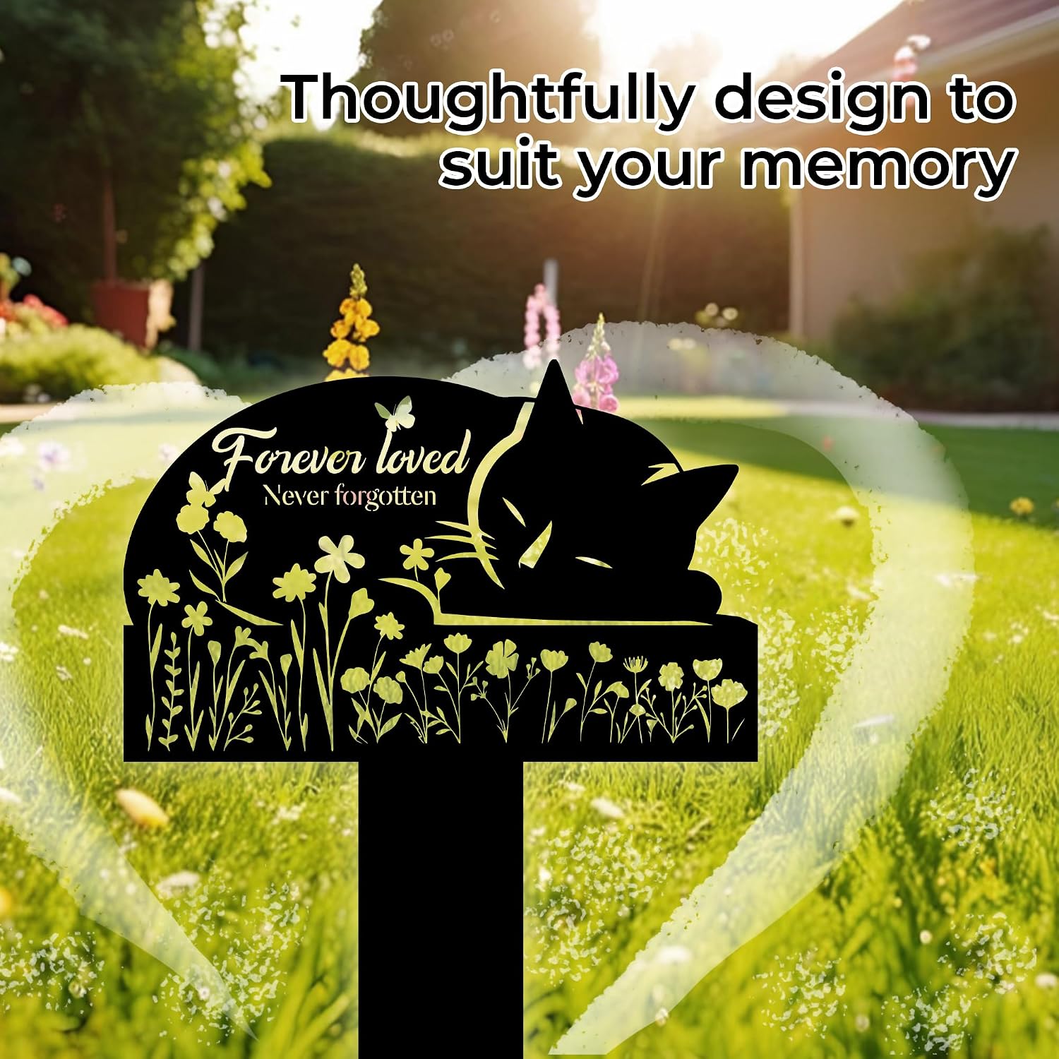 HEGANITS cat sympathy loss gift outdoor yard display angle
