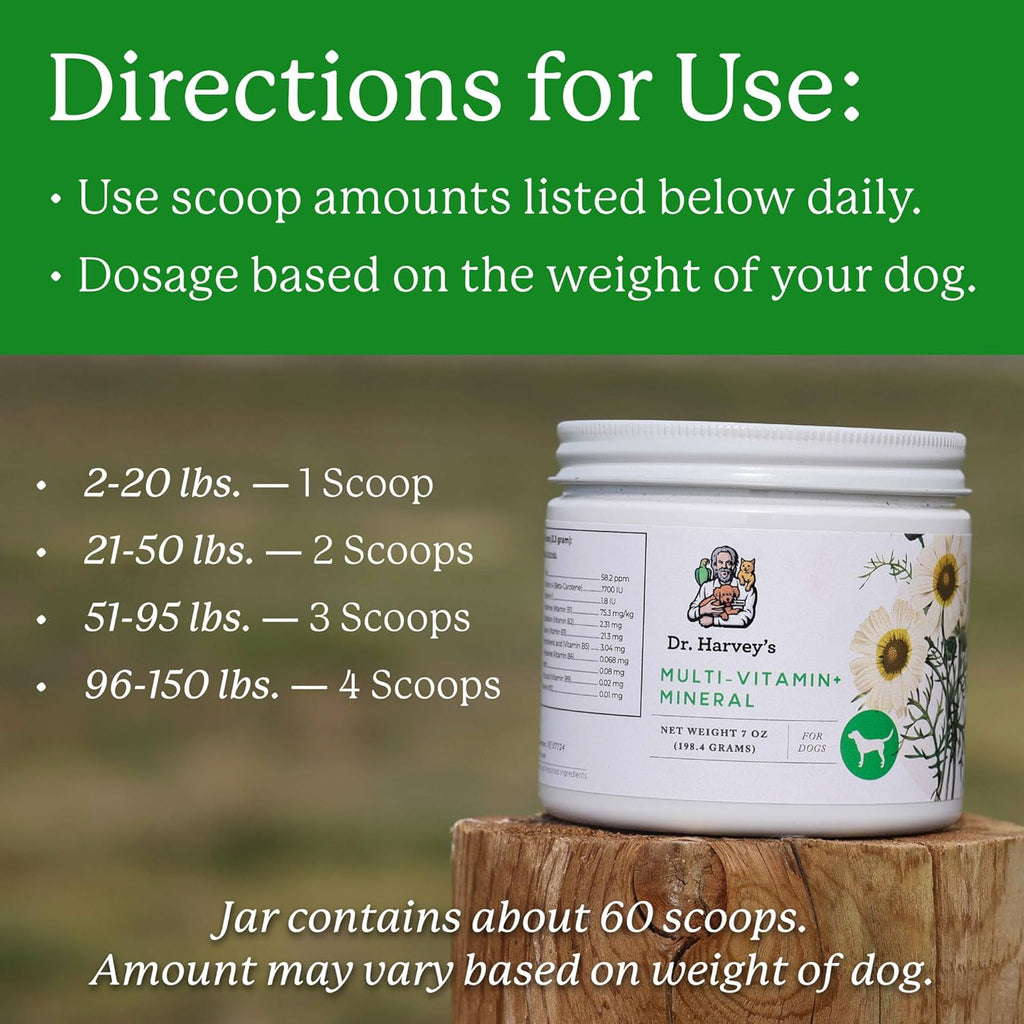 Side view of Dr. Harvey's 7 ounce container showing health benefits.