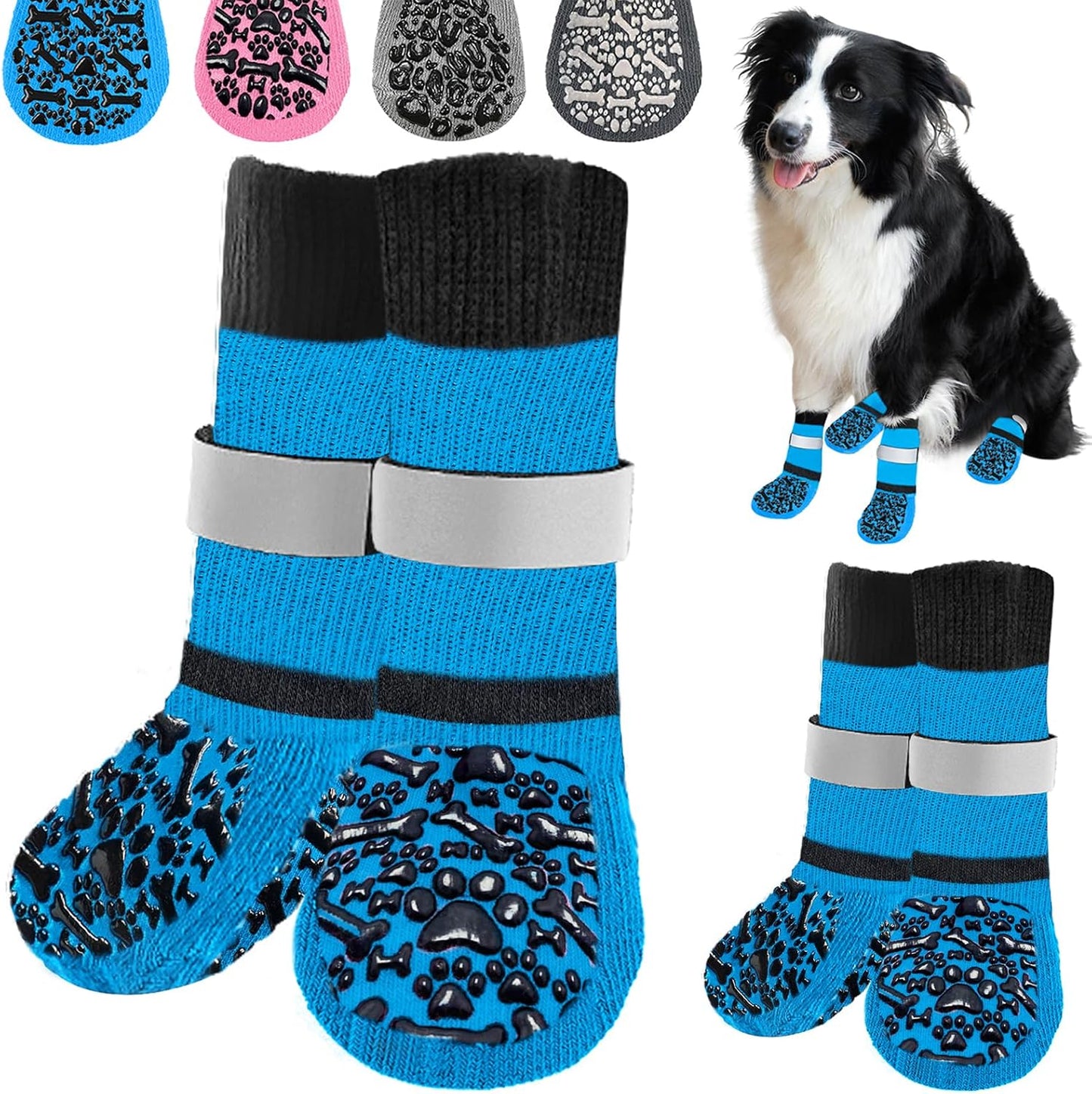 HeavenEye Anti Slip Dog Socks, Dog Paw Protectors Maximum Grip Prevent Licking Paws Slipping, Paw Protector for Hot & Cold Pavement Shoes Boots for Small Medium Large Senior Dogs(White Bone,M) - Image 9