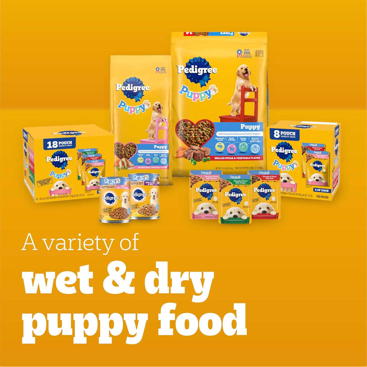 Pedigree Puppy Food Morsels in Sauce, Wet Dog Food Pouches, Chicken Flavor, 3.5 oz. Pouches, 16 Count - Image 11