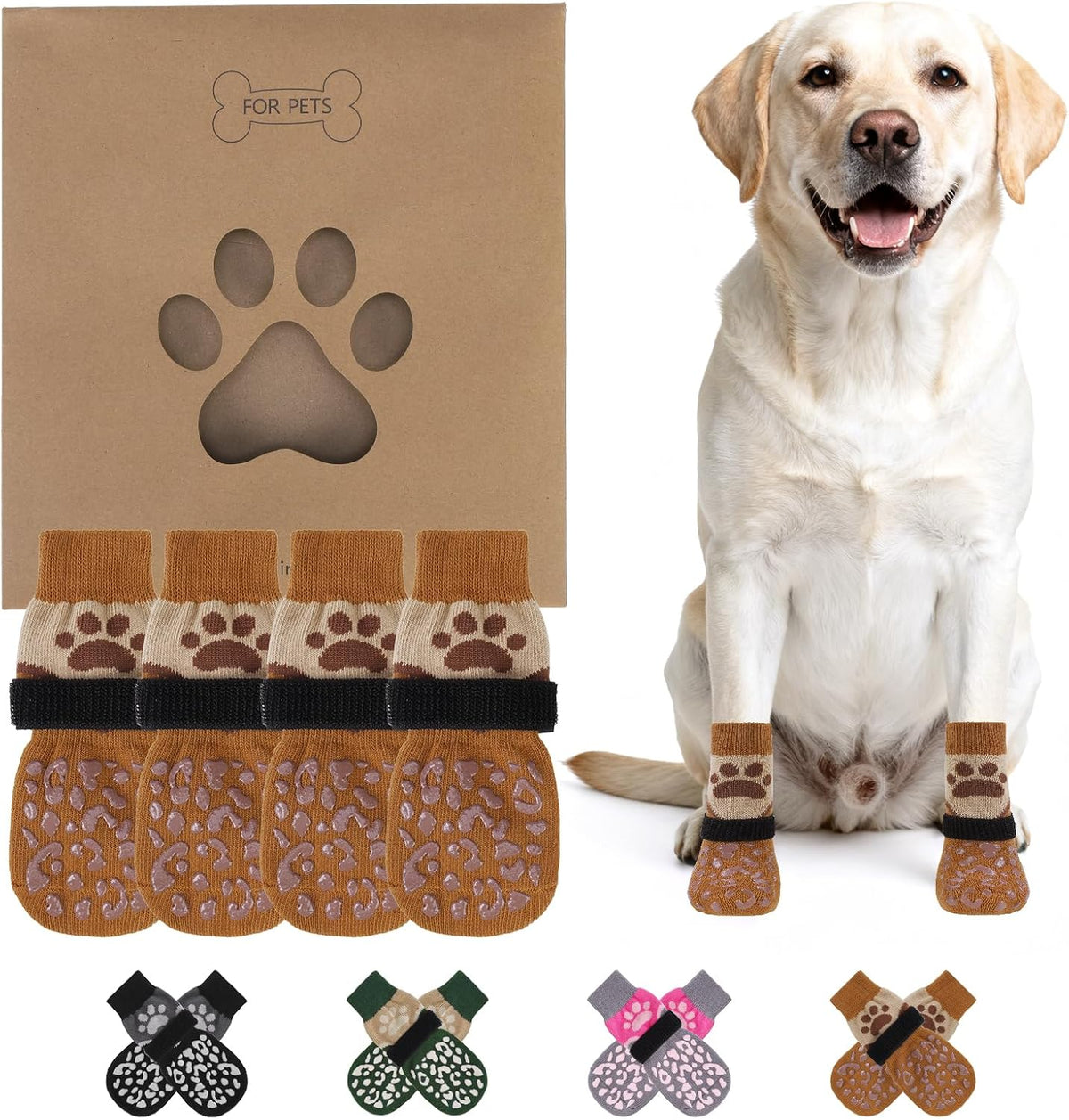 KOOLTAIL Dog Socks Shoes for Hot Pavement to Prevent Licking Paws, Winter Dog Boots&Paw Protector for Hardwood Floors Anti Slip,Traction Control Grip Booties for Small Medium Large Senior Dogs,Black M - Image 9