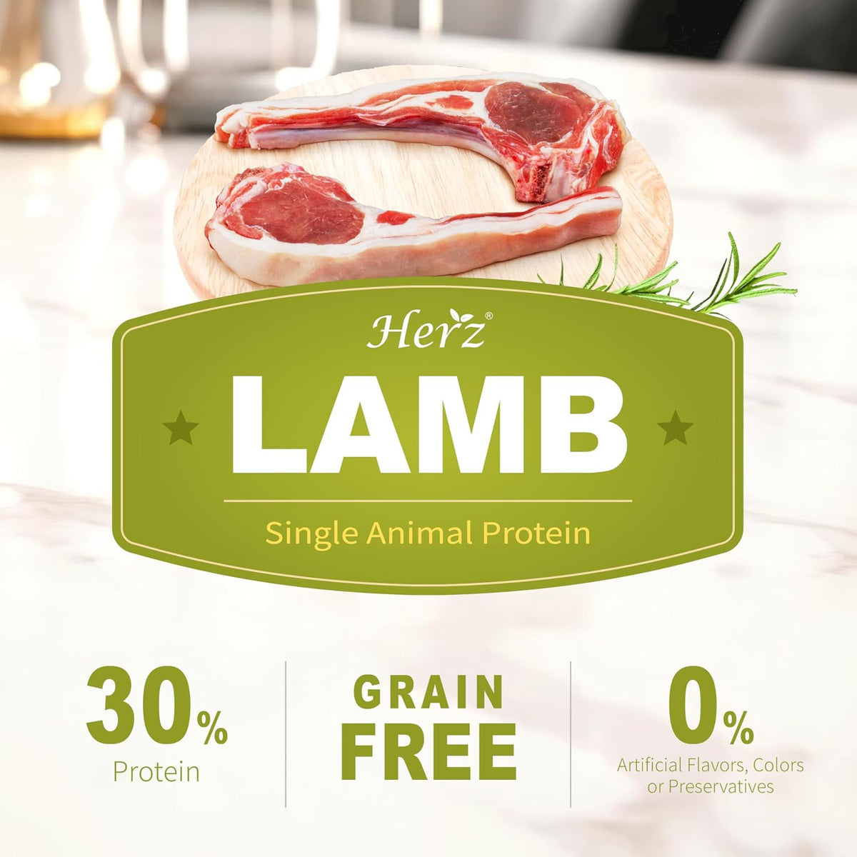 Authentic imported Herz natural high protein dog food back label details