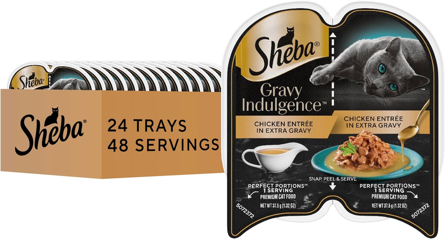 Sheba Gravy Indulgence Adult Wet Cat Food Beef and Chicken Entree in Extra Gravy Variety Pack, 2.6 oz. Twin-Pack Trays (12 Count, 24 Servings) (Pack of 2) - Image 15