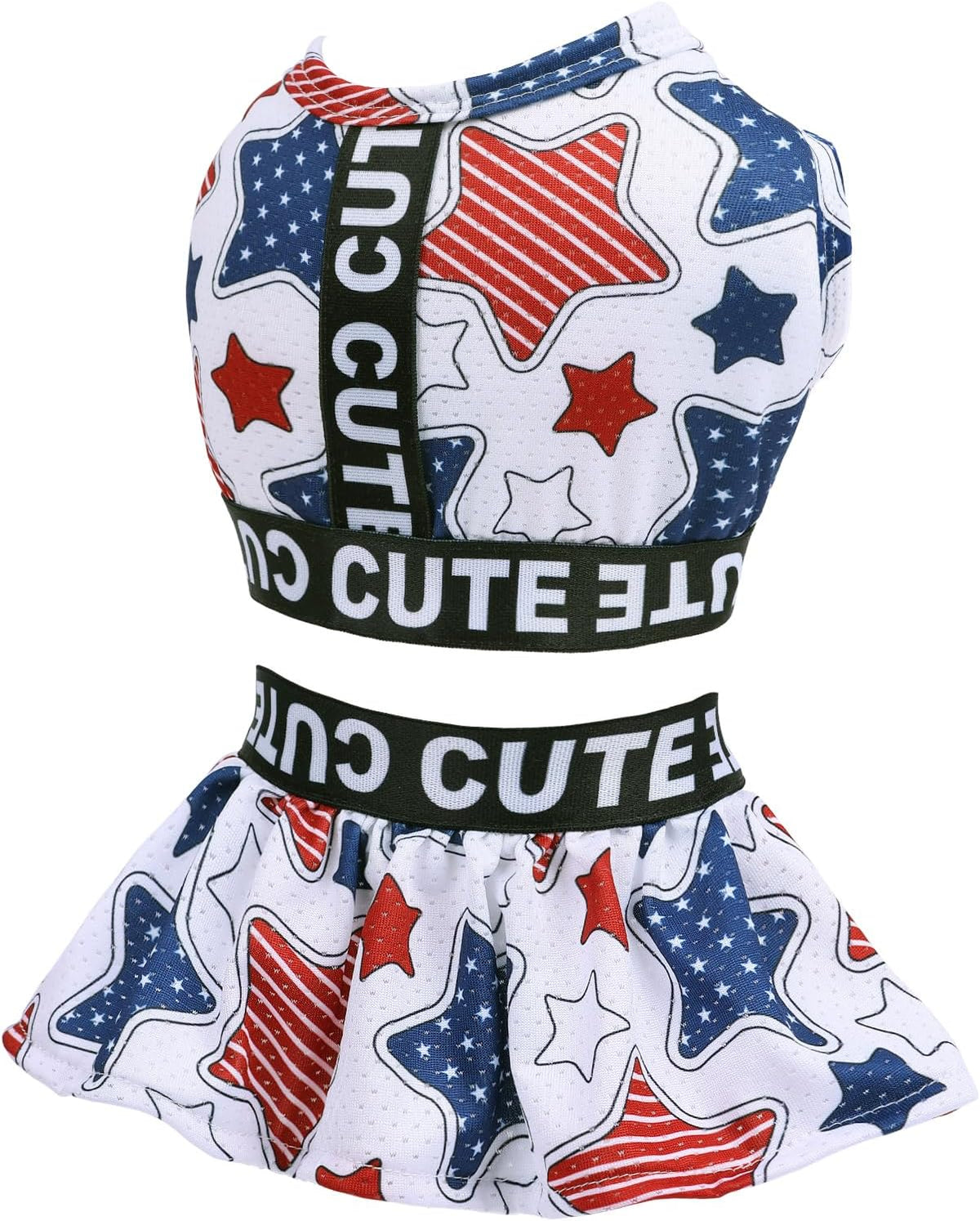Elastic waistband detail on CuteBone patriotic dog dress.