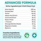 Detailed view of the premium ingredients list including passion flower and hemp seed on the container