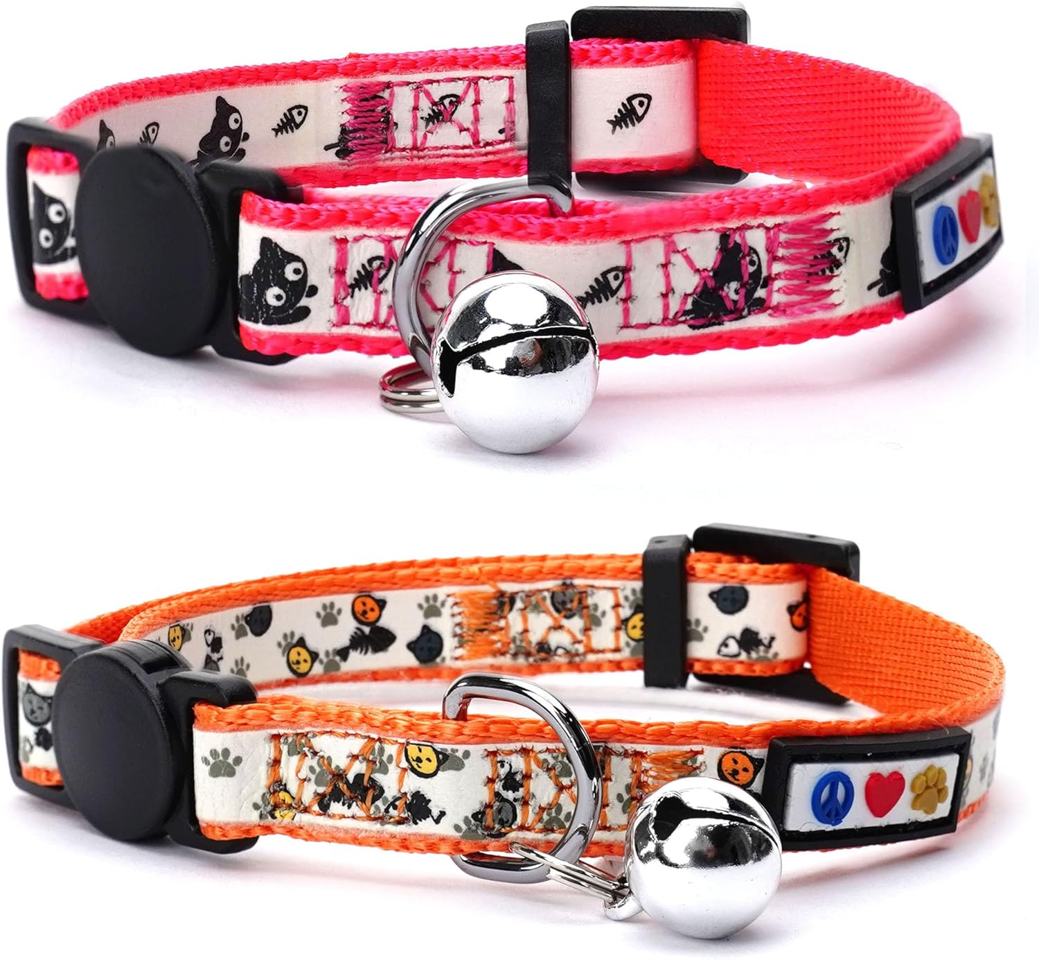 Pawtitas Glow in the Dark Cat Collar with Breakaway Safety Buckle & Bell Adjustable Kitten Collar, Pink - Image 10