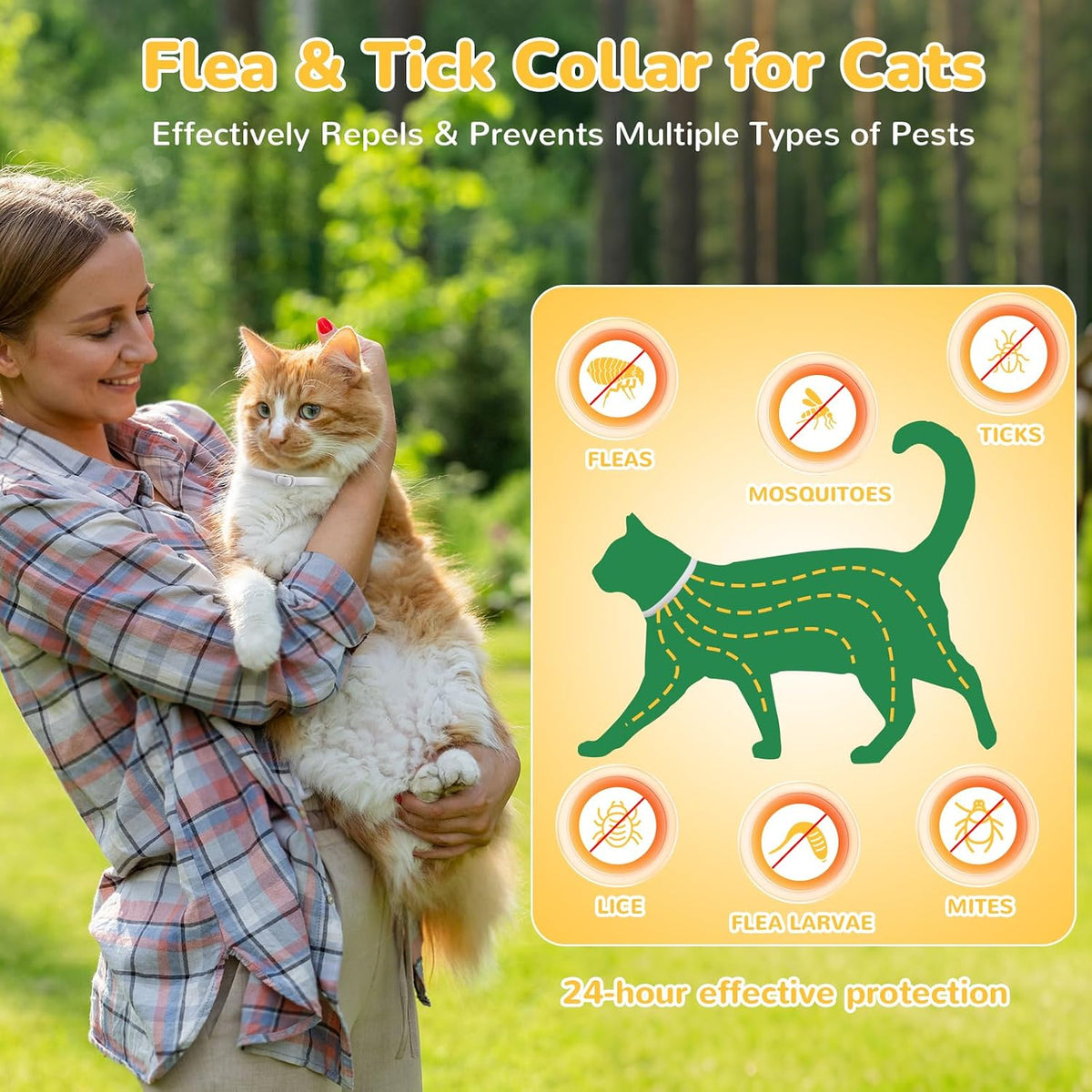 Cat wearing Routade natural tick prevention collar