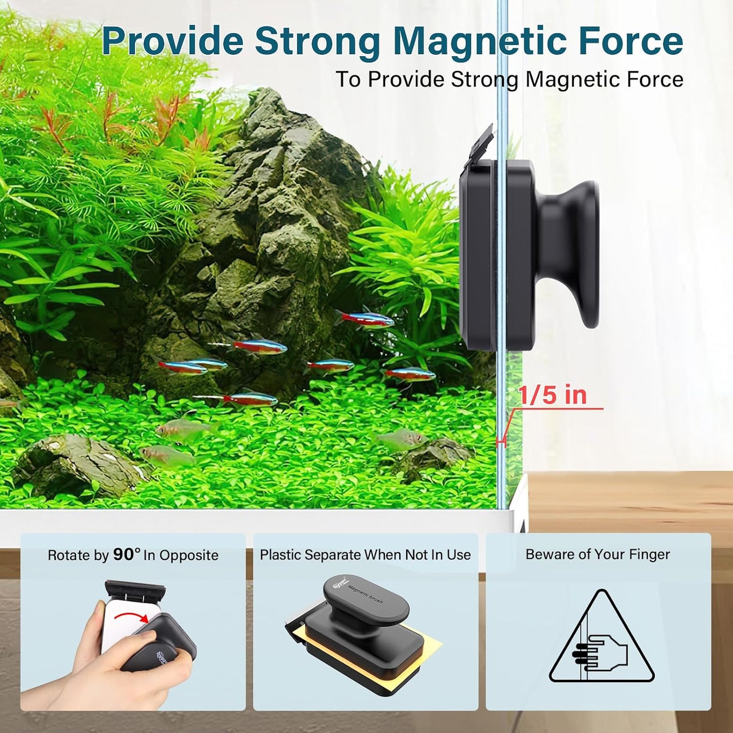 Hygger aquarium tool demonstrating the quick replacement of the detachable stainless steel blade.