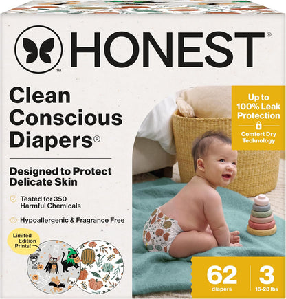 The Honest Company Comfort Dry disposable diapers size 3 club box front view