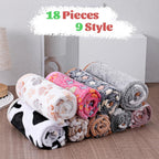 SHENLIU 18 Pcs Fleece Pet Blanket, 9 Style Small Fleece Pet Blanket Soft Warm Sleep Mat Fluffy Cute Puppy Supplies Paw Star Print Design Bed Blankets for Dog Cat Kitten Animals - Image 4