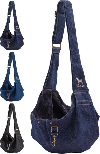 Noah & Paw Dog Sling Carrier for Small Dogs 5-18lb, Dog Sling for Small Dogs and Cats, Dog Carrier with Adjustable Padded Strap, Premium Denim, Lined with Fur, Double Safety Feature, Machine Washable - Image 11