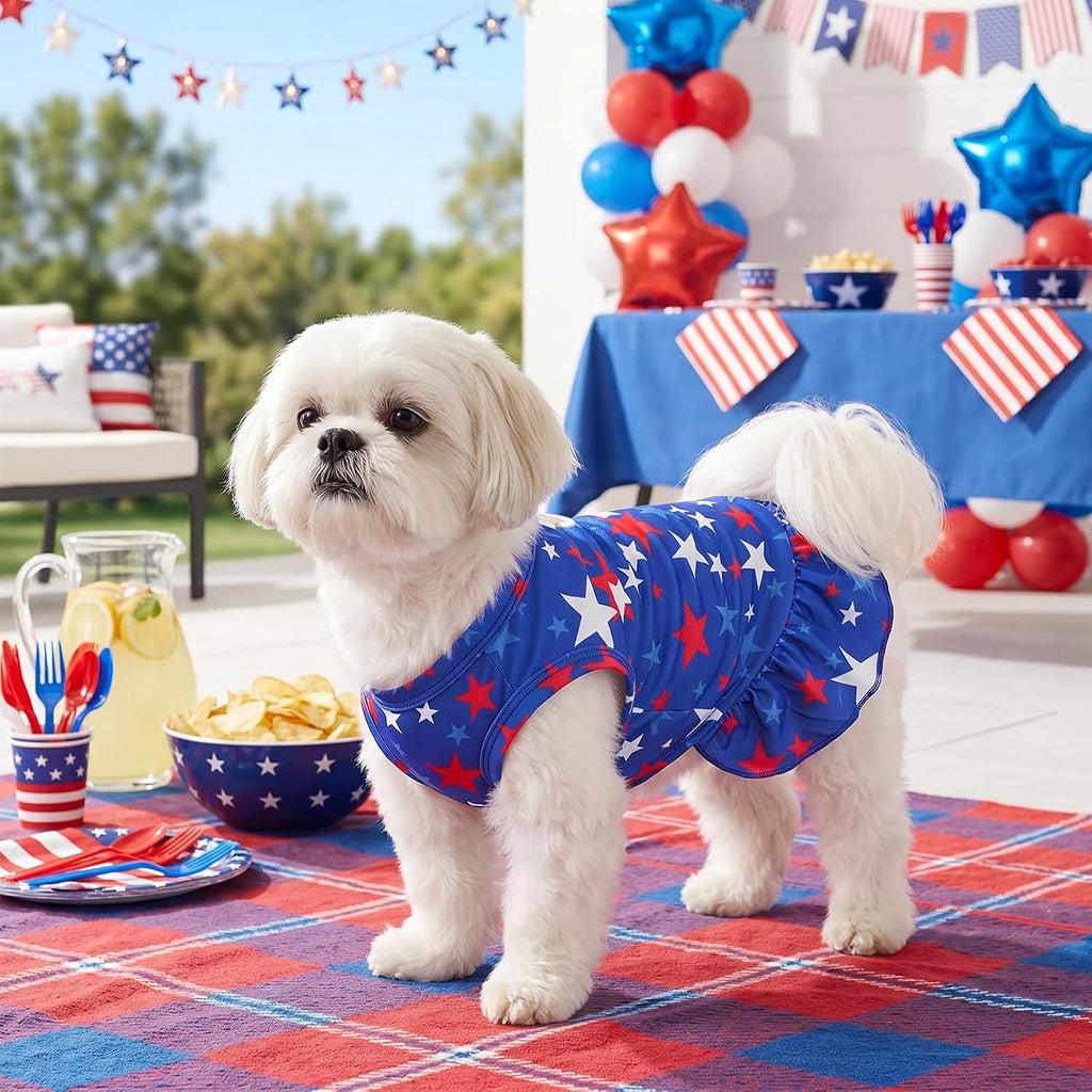 Yeabwps Independence Day dog clothing ruffle skirt trim structure view
