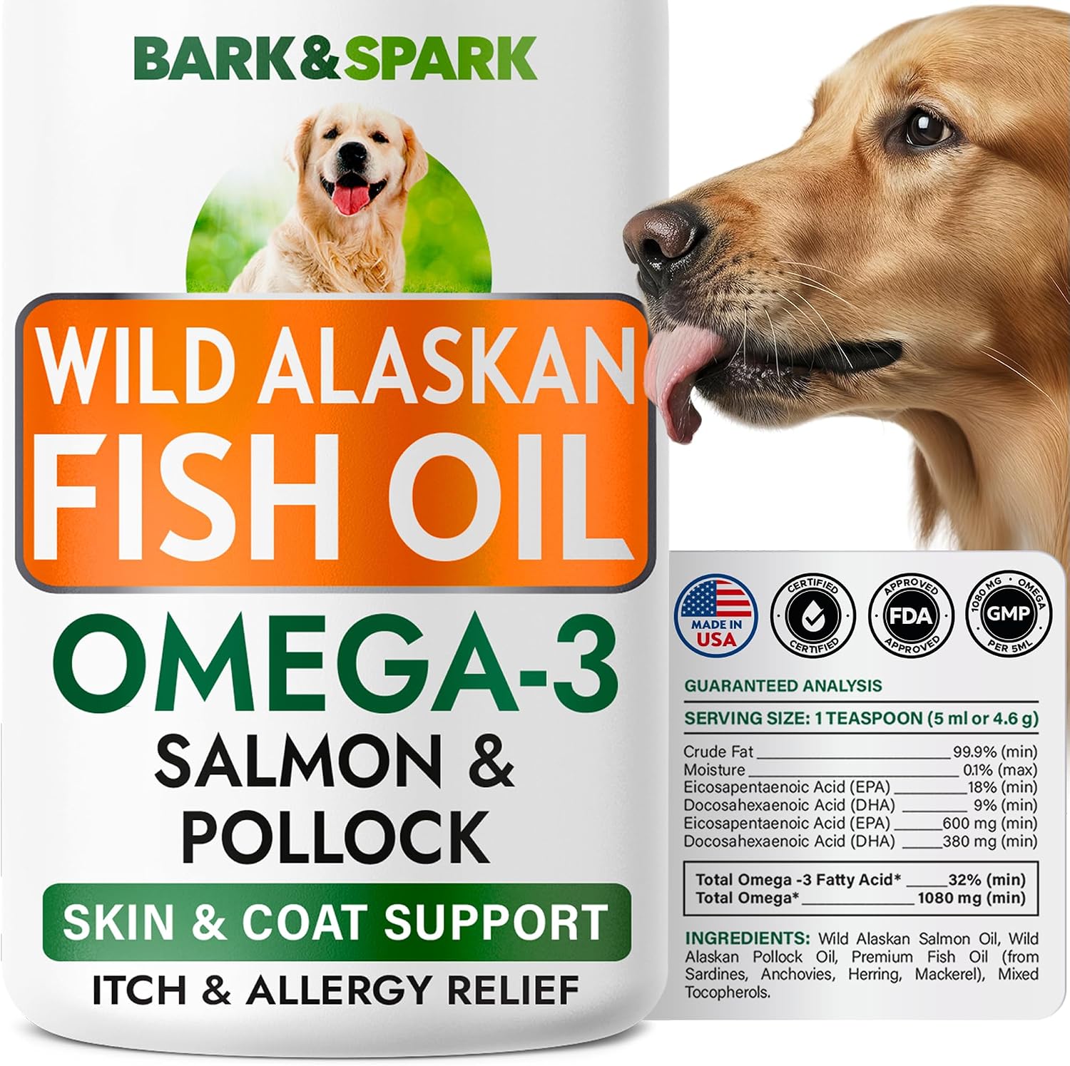 BARK&SPARK Dog Allergy Relief Soft Chews for Skin Health & Seasonal Allergies - Anti-Itch Supplement w/Omega-3, Quercetin & Bromelain Immune Treats for Dry Skin & Hot Spots - BBQ Chicken - 60ct - Image 12