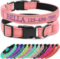 CHRYMPETIC personalized dog collar pink front view custom embroidery detail