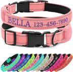 CHRYMPETIC personalized dog collar pink front view custom embroidery detail