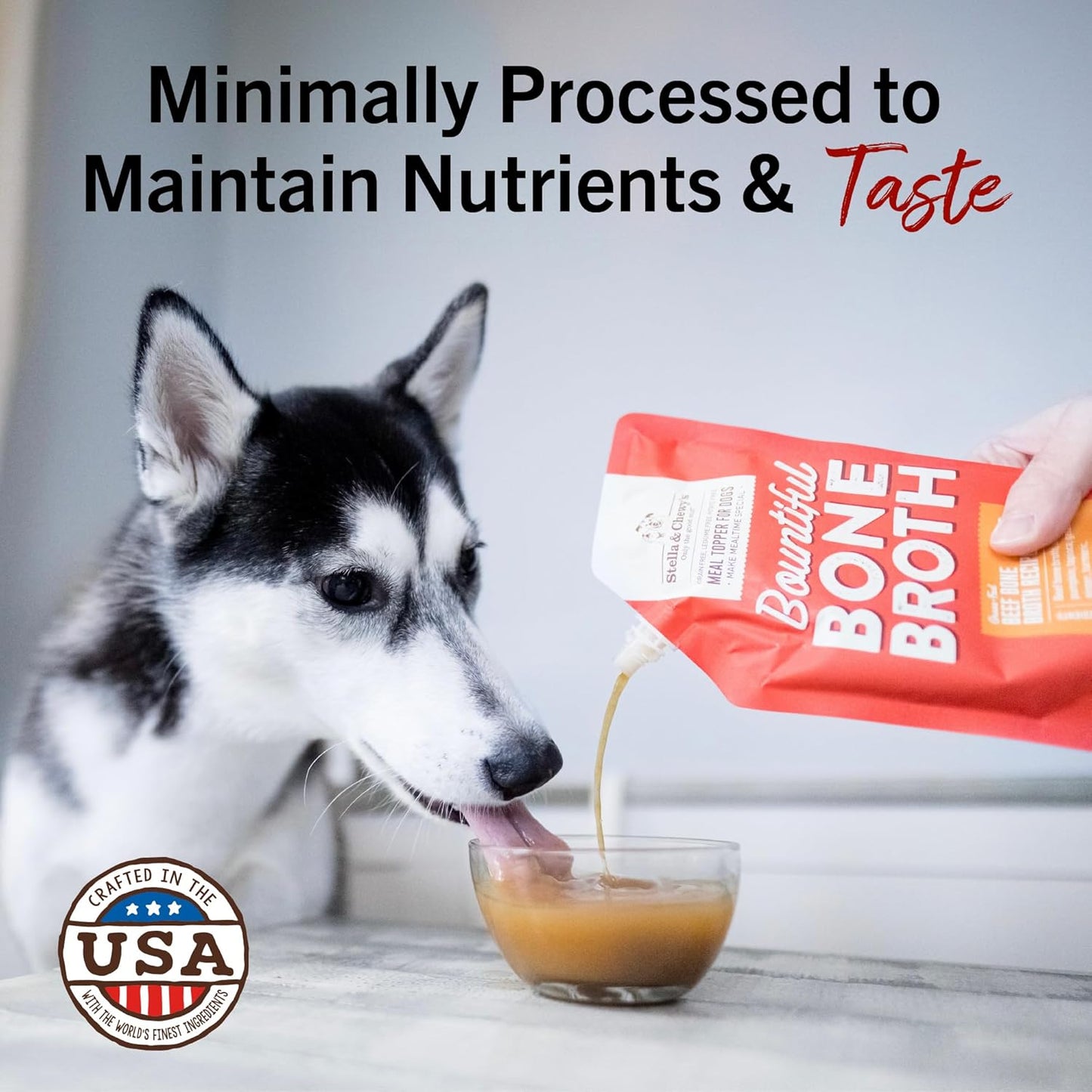Human grade beef bone broth dog food topper with collagen and turmeric ingredient list