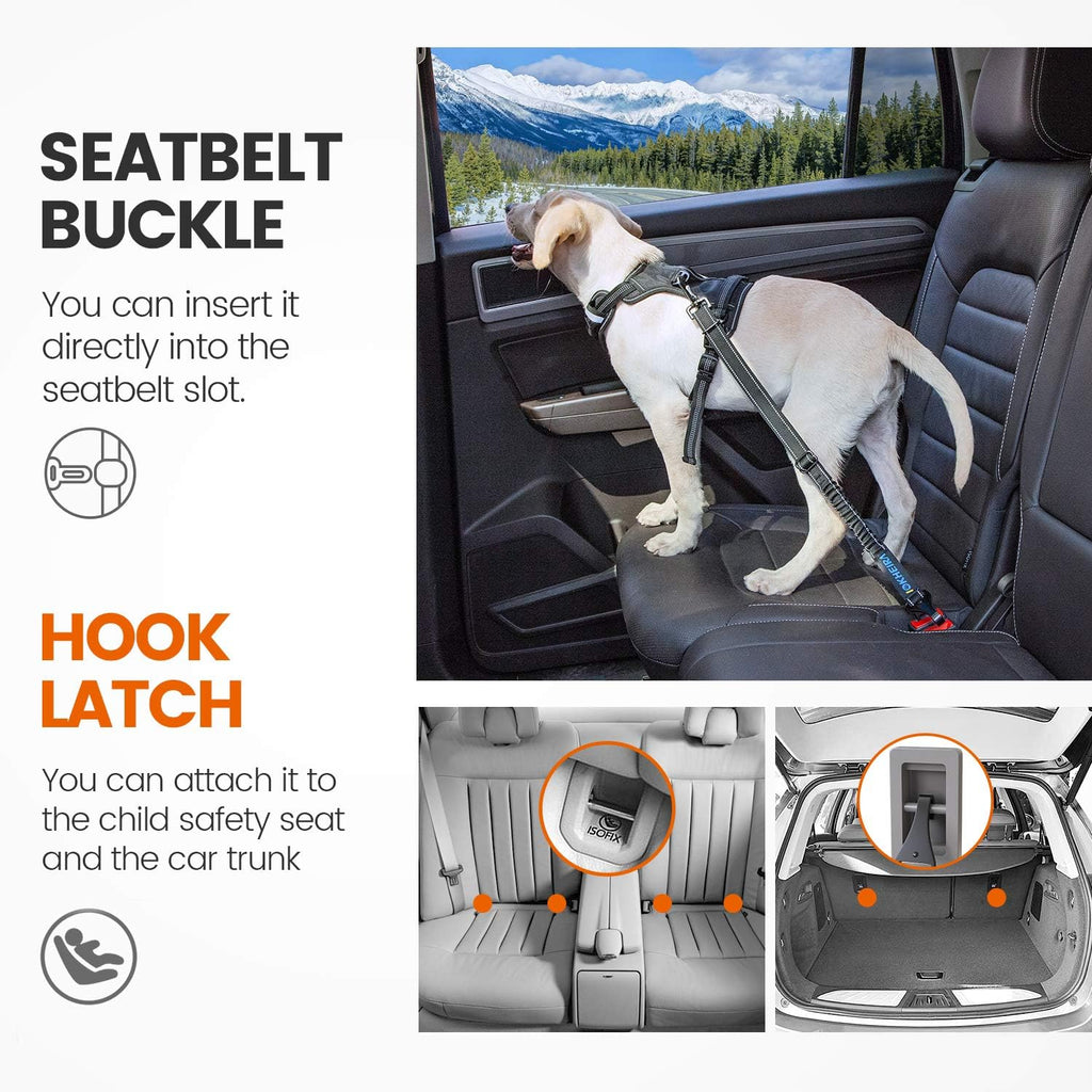 Iokheira dog seatbelt installed in car back seat