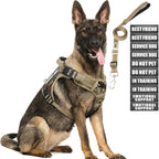 Moogrou tactical dog harness and leash set front view camouflage heavy duty no pull vest for large dogs