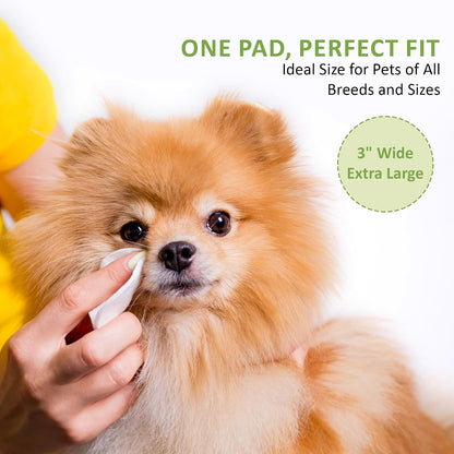 Textured side of Petvit pet eye care cotton wipes for removing discharge