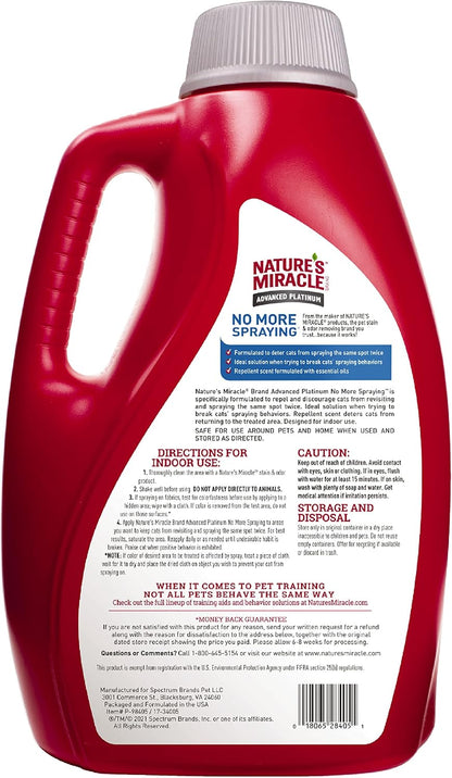 Nature's Miracle Advanced Platinum No More Spraying, 128 Ounces, Helps Discourage Repetitive Cat Spraying - Image 2