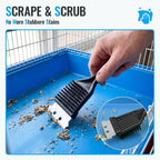 SIMPOR wire brushes and gap pick removing debris from narrow parrot cage corners.