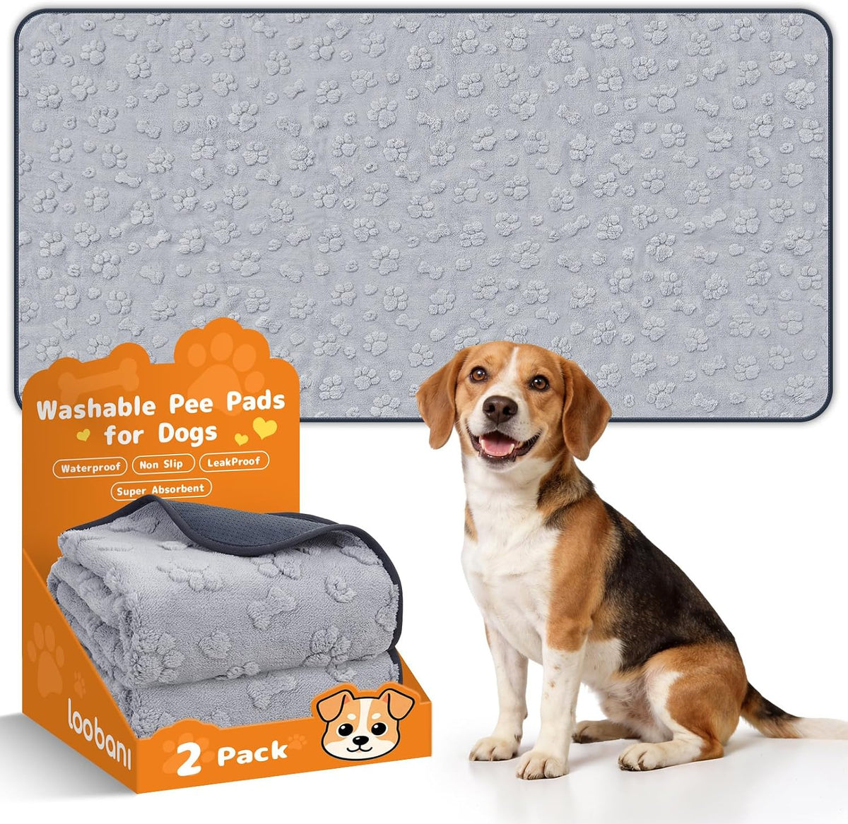 LOOBANI Washable Pee Pads for Dogs 36"x48", 2 Packs Extra Large Whelping Pads for Floor, Playpen, Super Absorbent Reusable Dog Mat, Waterproof Puppy Pads for Incontinence, Housebreak,Crate,Gray - Image 9