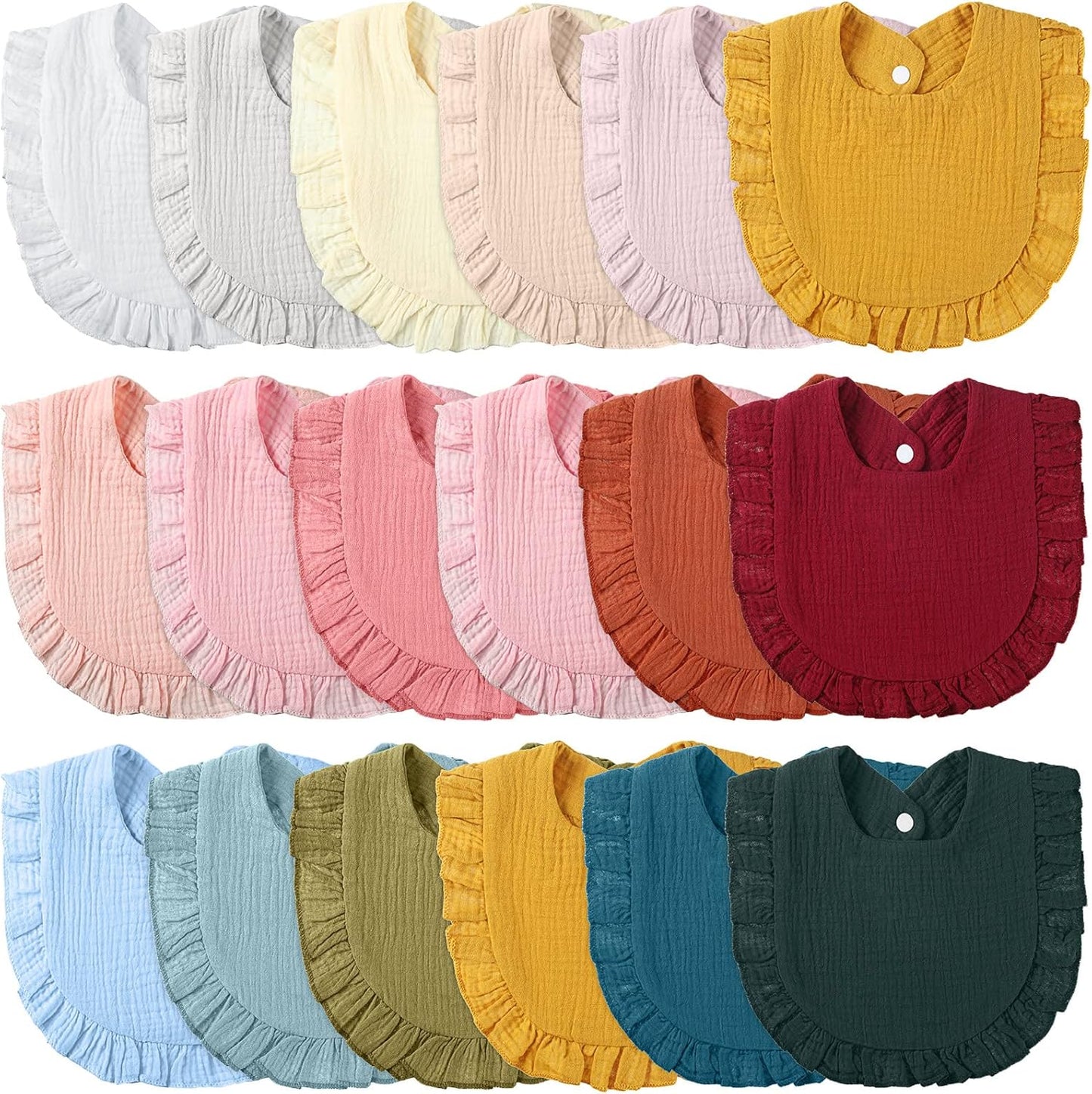 Kenning 18 pieces muslin ruffle baby bibs front view