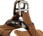 Close up of reflective triple needle stitching on durable nylon webbing